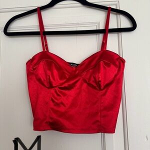 Red Satin Crop Top